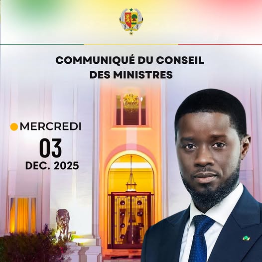 Communiqué du Conseil des Ministres du mercredi 03 décembre 2025.